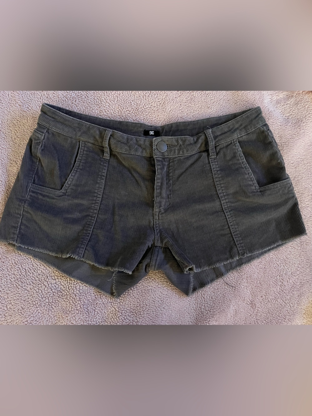 Corduroy Low-Rise Shorty Shorts in So Soft Charcoal Gray!